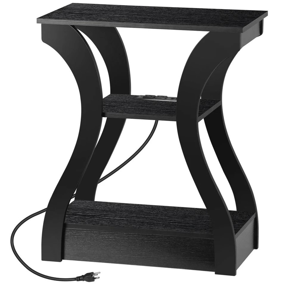 Side Table With USB Ports And Outlets Layer End Table Storage Modern Bedside Table With Charging St 7