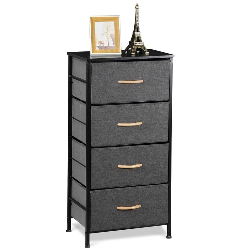 Fabric Chest Of Drawers Freestanding Storage Cabinet Metal Frame Gray Storage Solution For Home Org