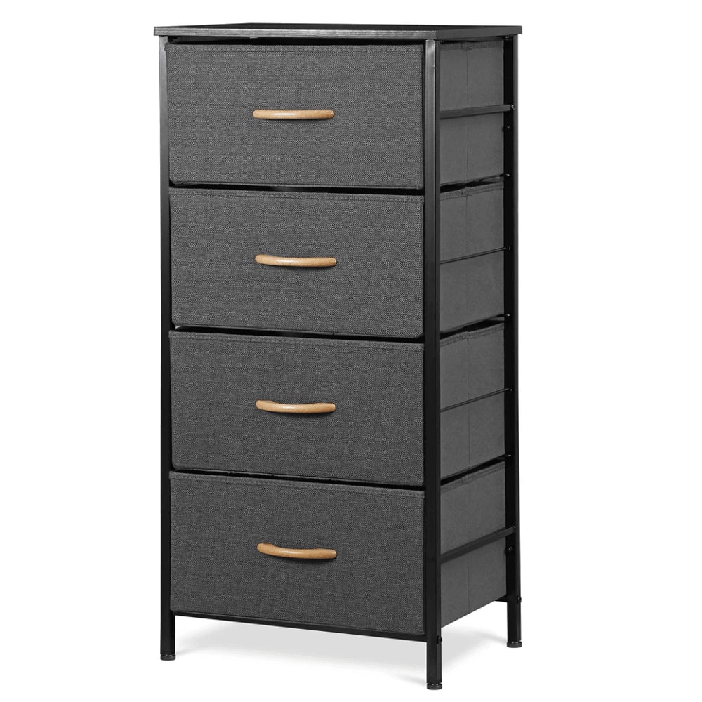 Fabric Chest Of Drawers Freestanding Storage Cabinet Metal Frame Gray Storage Solution For Home Org