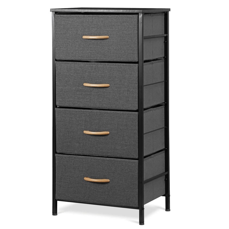 Fabric Chest Of Drawers Freestanding Storage Cabinet Metal Frame Gray Storage Solution For Home Org