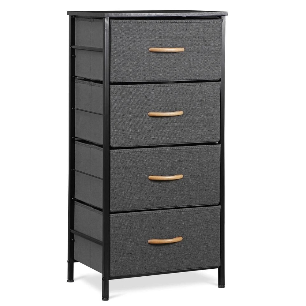 Fabric Chest Of Drawers Freestanding Storage Cabinet Metal Frame Gray Storage Solution For Home Org