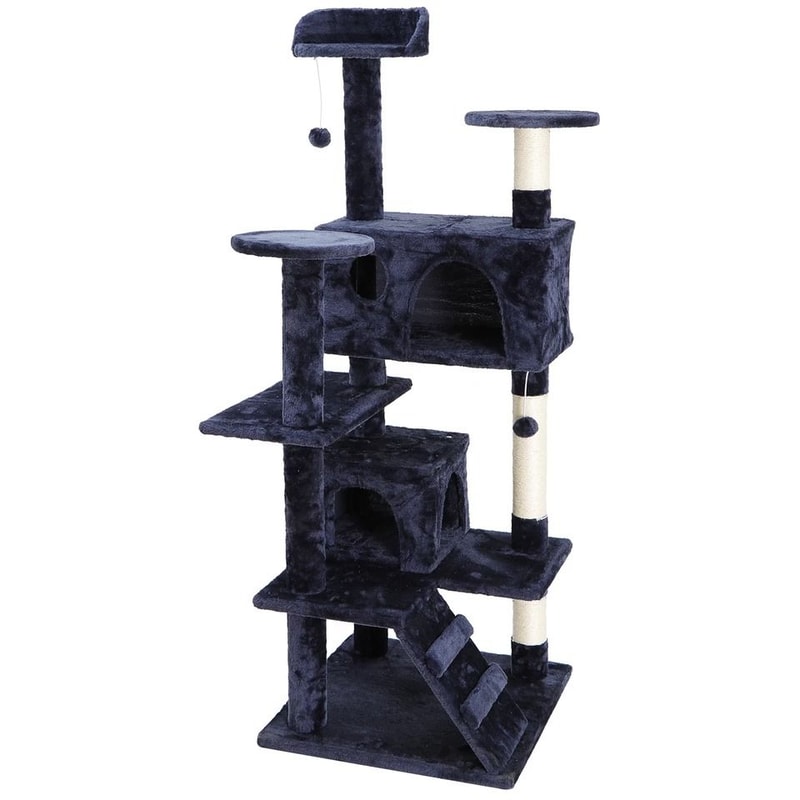 Cat Tree Tower Large Playing House With Scratching Posts Blue Condo Ideal For Rest And Play 2