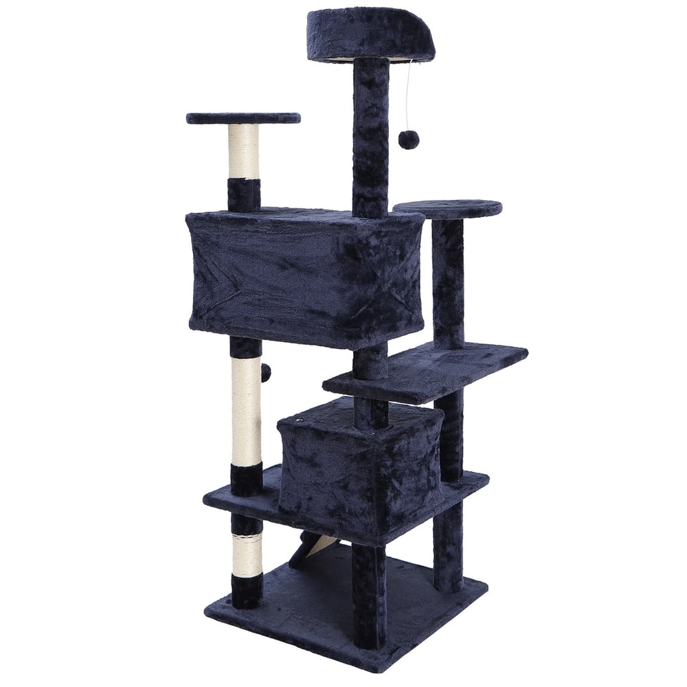 Cat Tree Tower Large Playing House With Scratching Posts Blue Condo Ideal For Rest And Play 3