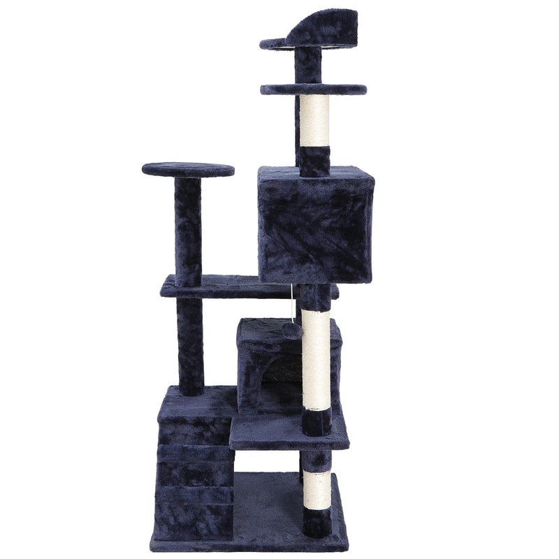 Cat Tree Tower Large Playing House With Scratching Posts Blue Condo Ideal For Rest And Play 4