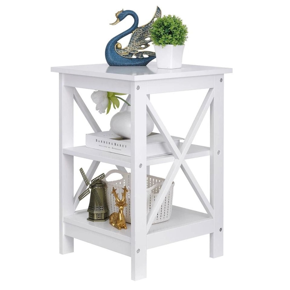 White End Table With Storage Shelf Sofa Side Table For Living Room Bedroom Compact Versatile And Ea 0