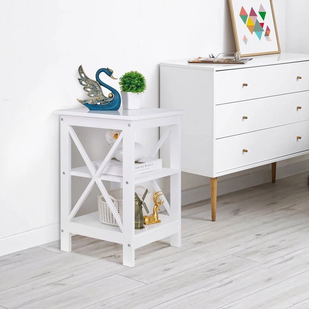 White End Table With Storage Shelf Sofa Side Table For Living Room Bedroom Compact Versatile And Ea 5