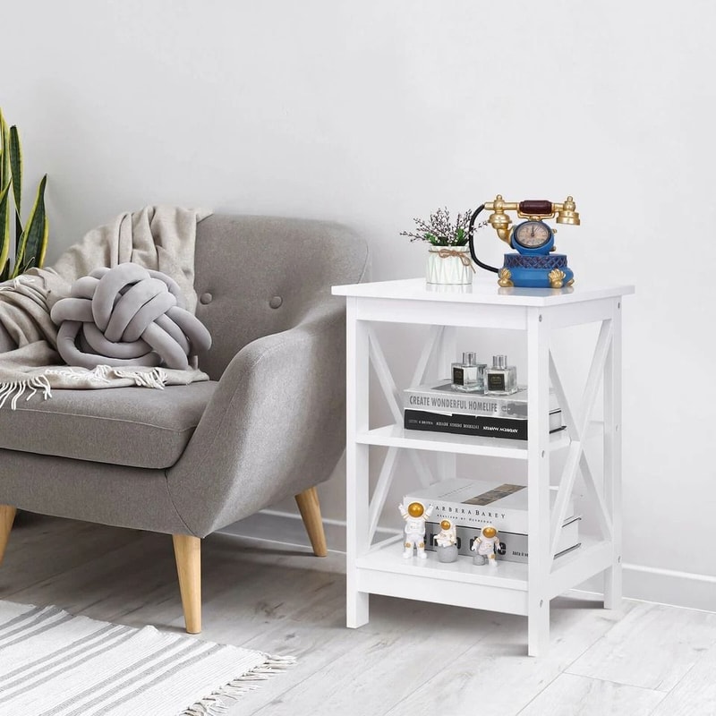 White End Table With Storage Shelf Sofa Side Table For Living Room Bedroom Compact Versatile And Ea 6