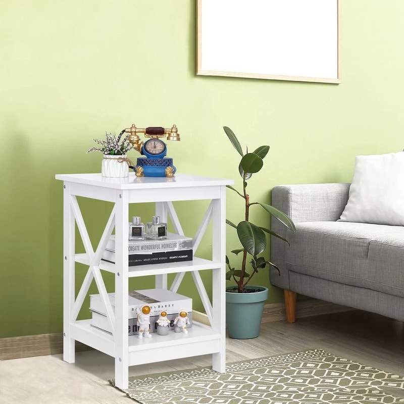 White End Table With Storage Shelf Sofa Side Table For Living Room Bedroom Compact Versatile And Ea 7