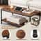 Industrial Tier Coffee Table Rustic Brown With Storage Sturdy MDF And Metal Frame Office Table For 2