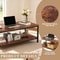 Industrial Tier Coffee Table Rustic Brown With Storage Sturdy MDF And Metal Frame Office Table For 4