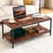 Industrial Tier Coffee Table Rustic Brown With Storage Sturdy MDF And Metal Frame Office Table For 6