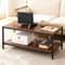 Industrial Tier Coffee Table Rustic Brown With Storage Sturdy MDF And Metal Frame Office Table For 7