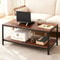 Industrial Tier Coffee Table Rustic Brown With Storage Sturdy MDF And Metal Frame Office Table For 7
