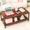 Industrial Tier Coffee Table Rustic Brown With Storage Sturdy MDF And Metal Frame Office Table For 8