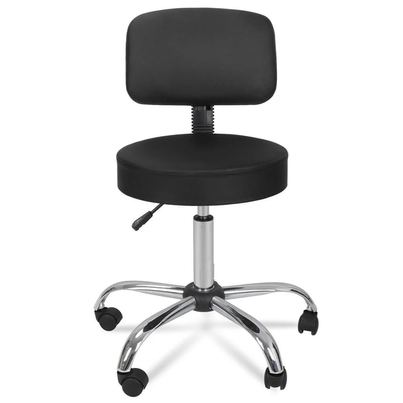 Adjustable Height Black Hydraulic Rolling Swivel Salon Stool Chair With Back Rest Comfortable For M 3