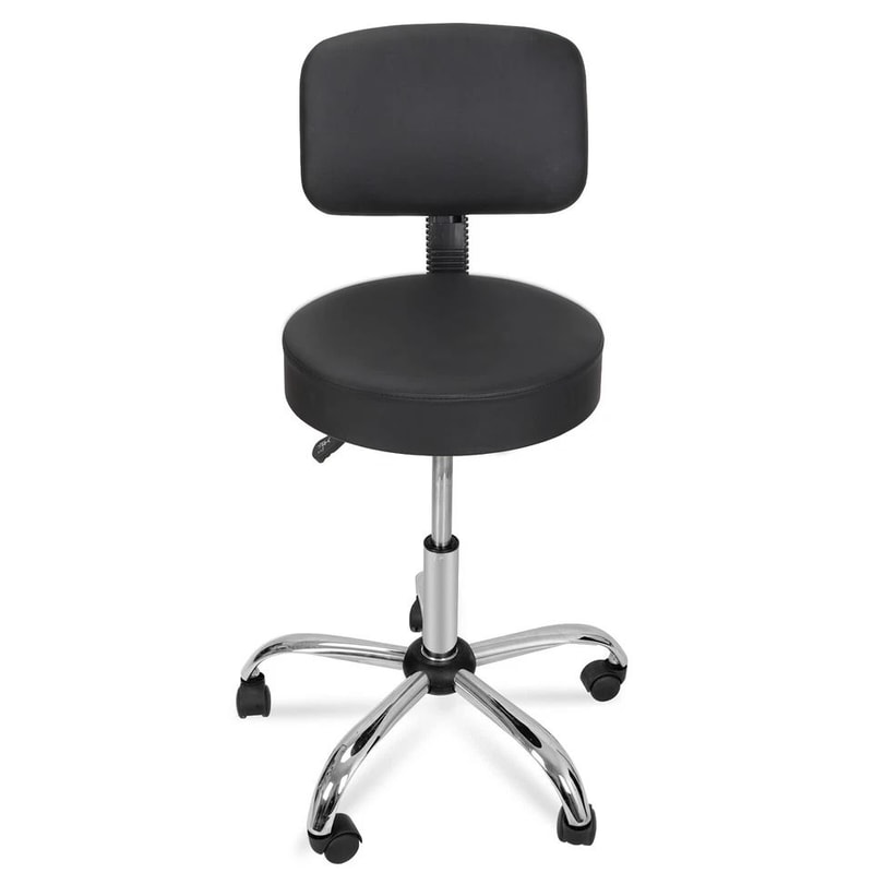 Adjustable Height Black Hydraulic Rolling Swivel Salon Stool Chair With Back Rest Comfortable For M 5