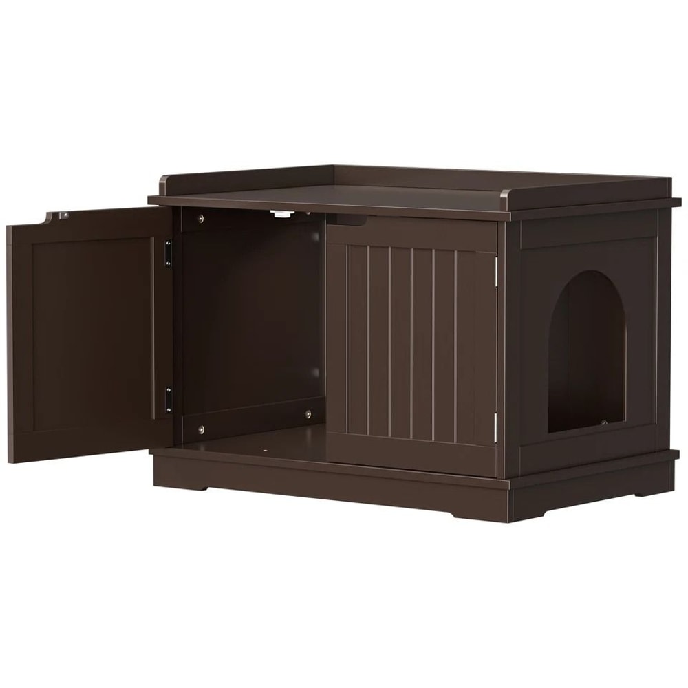 Cozy Cat House MultiUse Wooden Litter Box Cat Washing Storage Double Door Hidden Design For Privacy 2