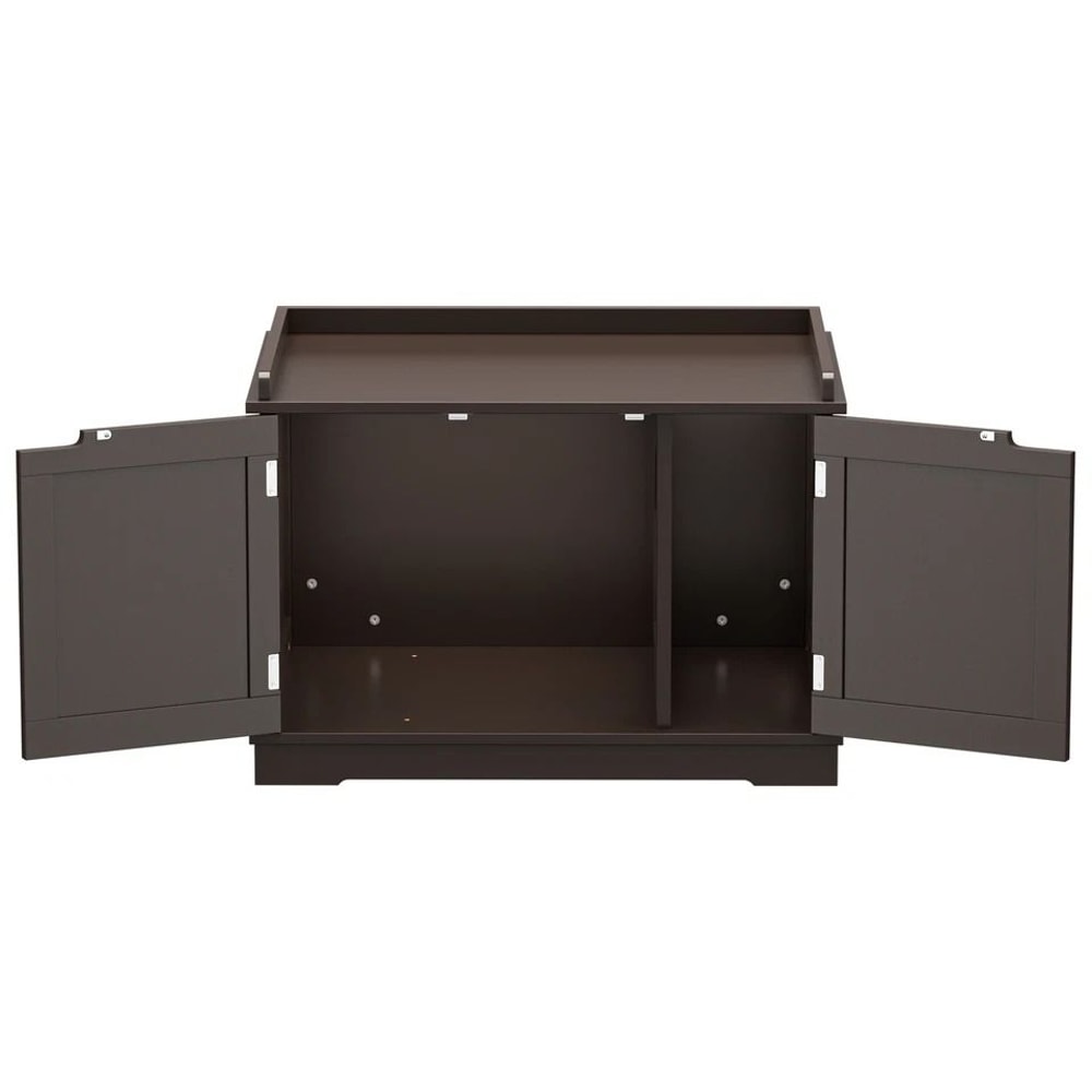 Cozy Cat House MultiUse Wooden Litter Box Cat Washing Storage Double Door Hidden Design For Privacy 6