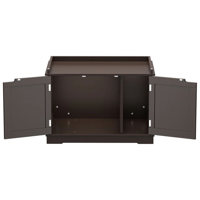 Cozy Cat House MultiUse Wooden Litter Box Cat Washing Storage Double Door Hidden Design For Privacy 6