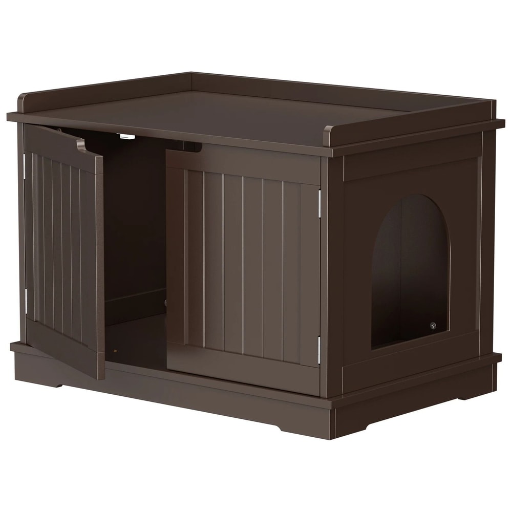 Cozy Cat House MultiUse Wooden Litter Box Cat Washing Storage Double Door Hidden Design For Privacy 7