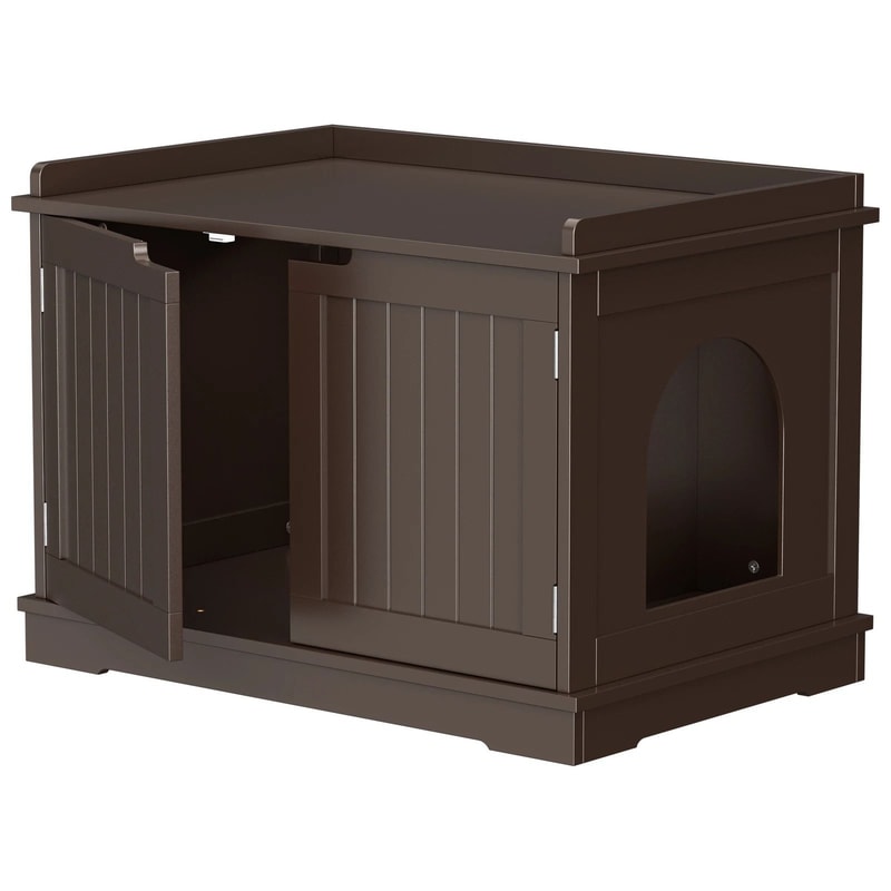 Cozy Cat House MultiUse Wooden Litter Box Cat Washing Storage Double Door Hidden Design For Privacy 7