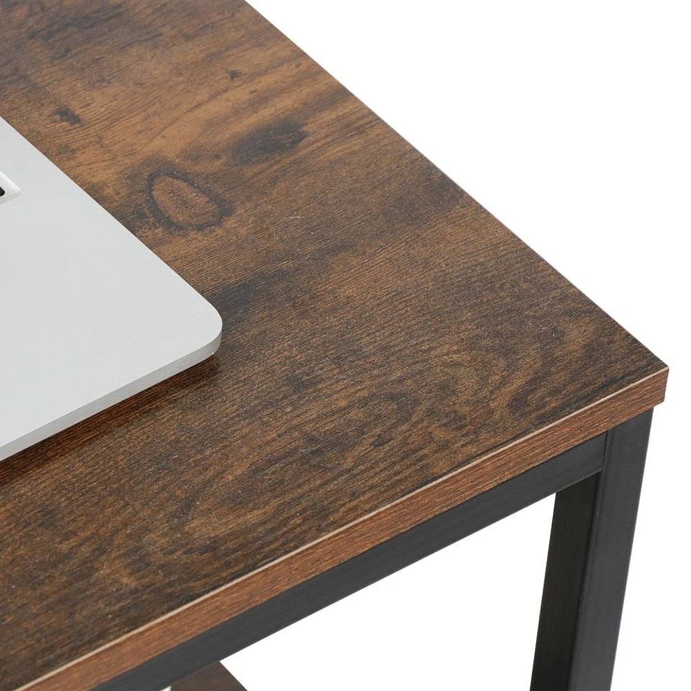 Vintage Rustic Wood Coffee Table With Strong Frame Living Room Coffee Table With Mesh Shelf Dining 3