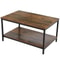 Vintage Rustic Wood Coffee Table With Strong Frame Living Room Coffee Table With Mesh Shelf Dining 4