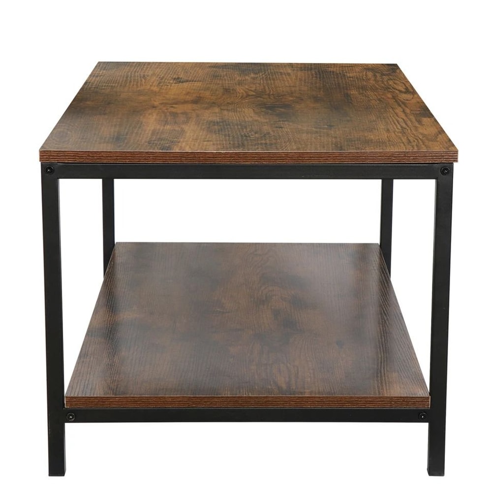 Vintage Rustic Wood Coffee Table With Strong Frame Living Room Coffee Table With Mesh Shelf Dining 5