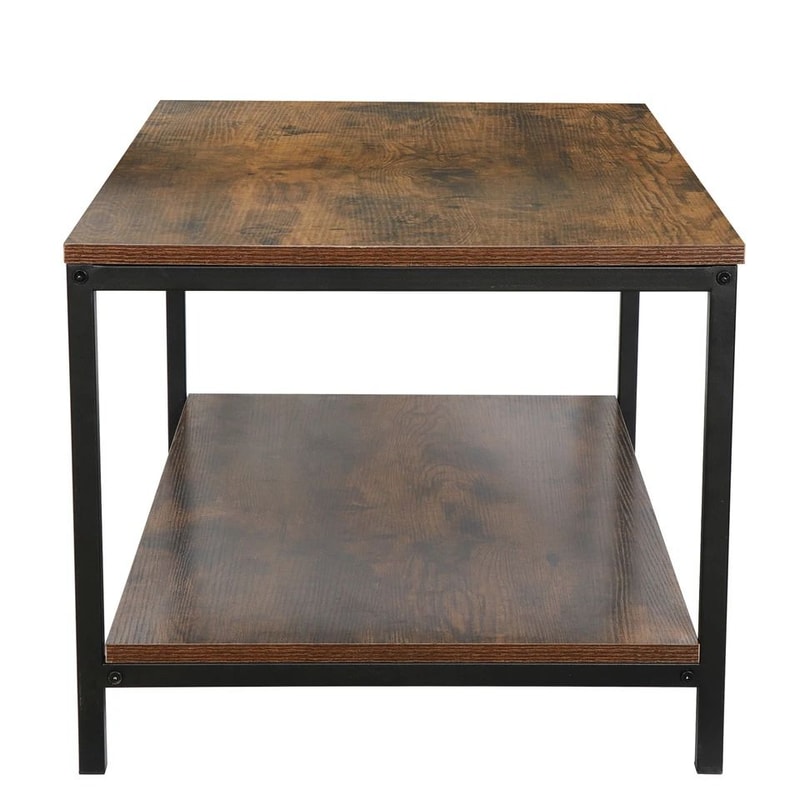 Vintage Rustic Wood Coffee Table With Strong Frame Living Room Coffee Table With Mesh Shelf Dining 5