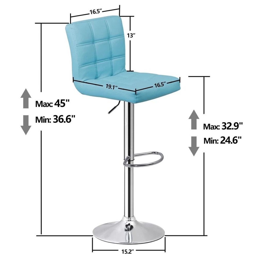 Adjustable Blue PU Leather Bar Stools With Back Swivel Seat Counter Height For Kitchen Dining And O 1