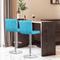 Adjustable Blue PU Leather Bar Stools With Back Swivel Seat Counter Height For Kitchen Dining And O 5