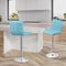 Adjustable Blue PU Leather Bar Stools With Back Swivel Seat Counter Height For Kitchen Dining And O 7