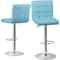 Adjustable Blue PU Leather Bar Stools With Back Swivel Seat Counter Height For Kitchen Dining And O 9