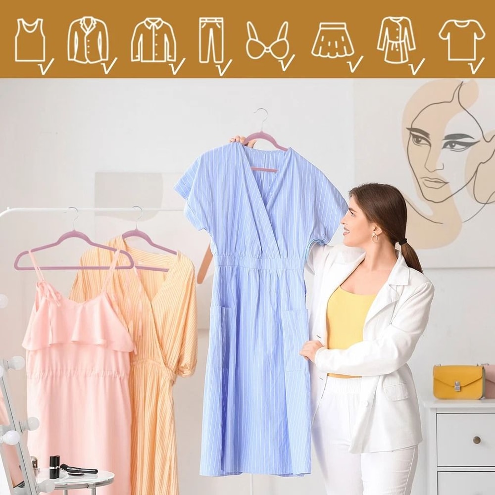 Pink Velvet Clothes Hangers NonSlip Velvet Suit Hangers Swivel Hook Perfect For Shirts Pants And Dr 3