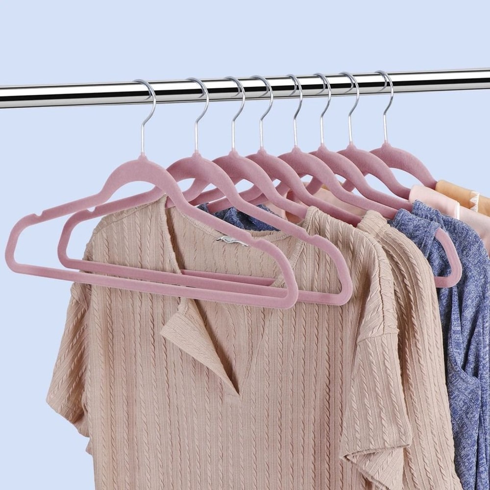 Pink Velvet Clothes Hangers NonSlip Velvet Suit Hangers Swivel Hook Perfect For Shirts Pants And Dr 5
