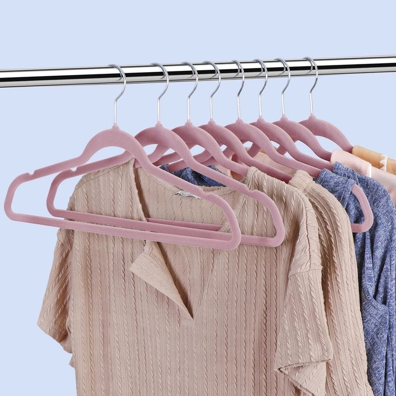 Pink Velvet Clothes Hangers NonSlip Velvet Suit Hangers Swivel Hook Perfect For Shirts Pants And Dr 5