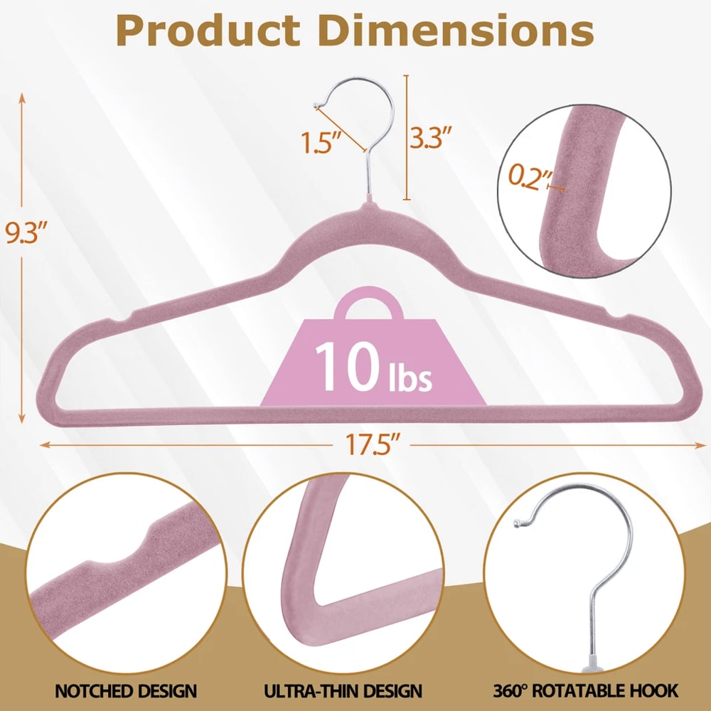 Pink Velvet Clothes Hangers NonSlip Velvet Suit Hangers Swivel Hook Perfect For Shirts Pants And Dr 7