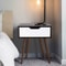 Modern Wooden Side Table Sliding Drawer With Smiley Handle Elegant Bedroom Nightstand 6