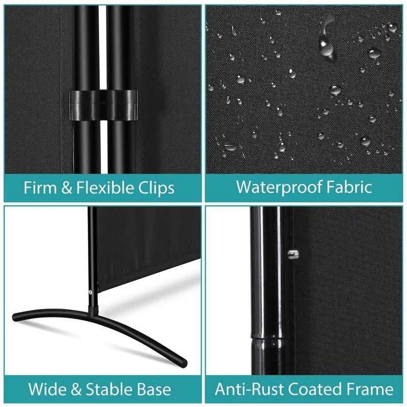 Folding Partition Room Dividers Black Panel Screen Divider Adjustable Privacy Wall For Office Studi 5