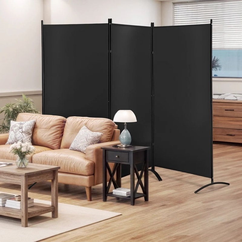 Folding Partition Room Dividers Black Panel Screen Divider Adjustable Privacy Wall For Office Studi 9