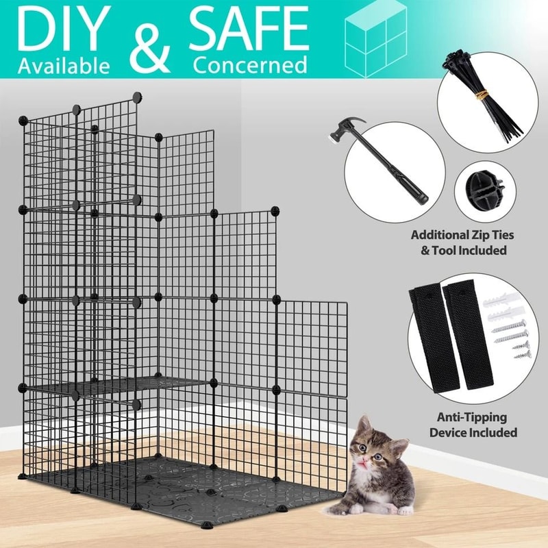 Large Wire Cat Cage Kennels Tier Cat Cage Indoor Enclosures DIY Playpen Crate Cat Enclosure For Cat 1