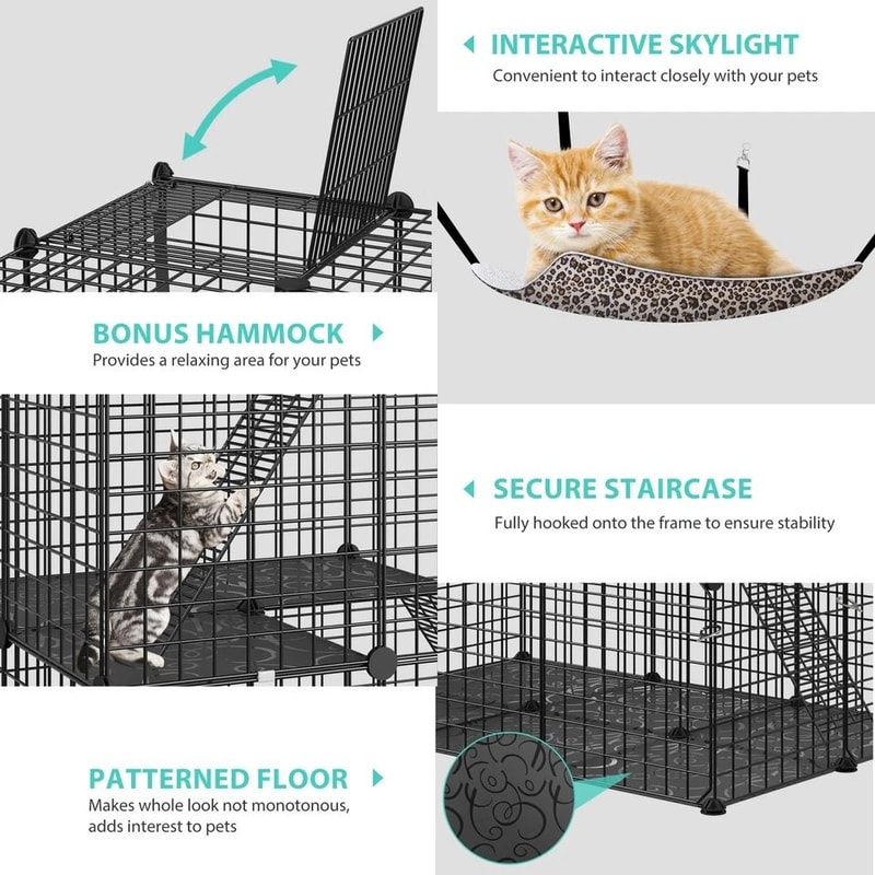 Large Wire Cat Cage Kennels Tier Cat Cage Indoor Enclosures DIY Playpen Crate Cat Enclosure For Cat 2