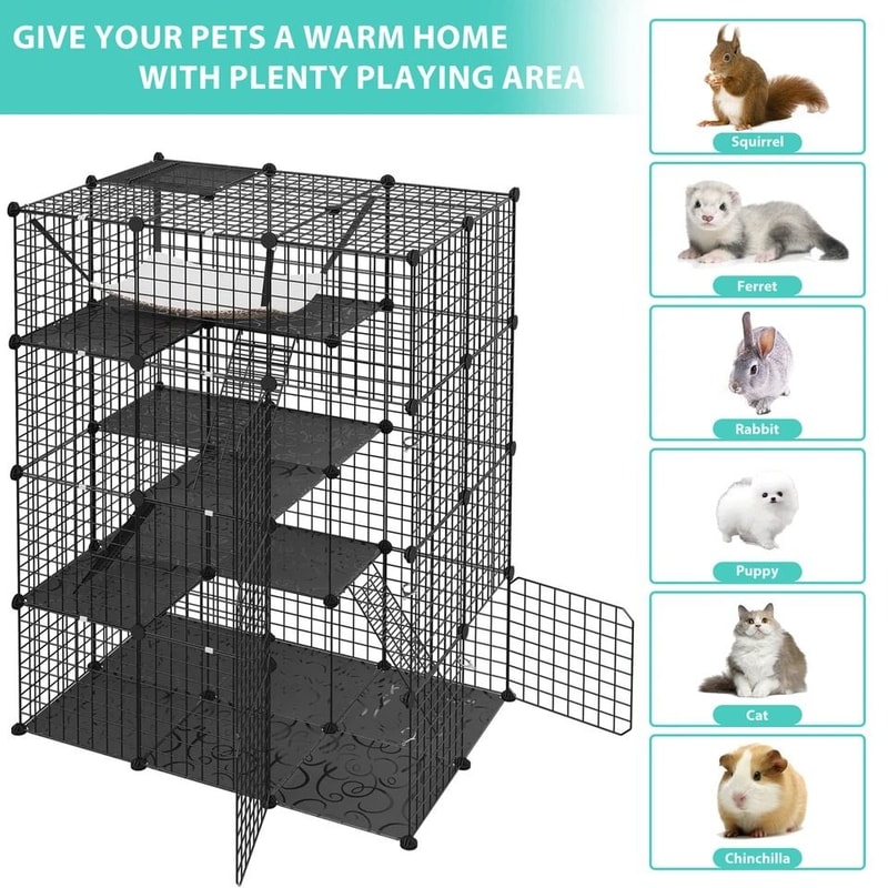 Large Wire Cat Cage Kennels Tier Cat Cage Indoor Enclosures DIY Playpen Crate Cat Enclosure For Cat 3
