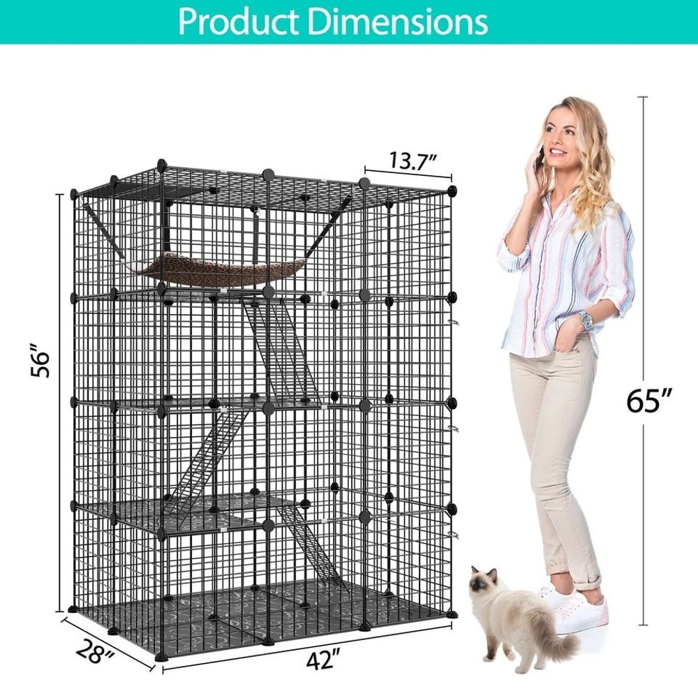 Large Wire Cat Cage Kennels Tier Cat Cage Indoor Enclosures DIY Playpen Crate Cat Enclosure For Cat 4