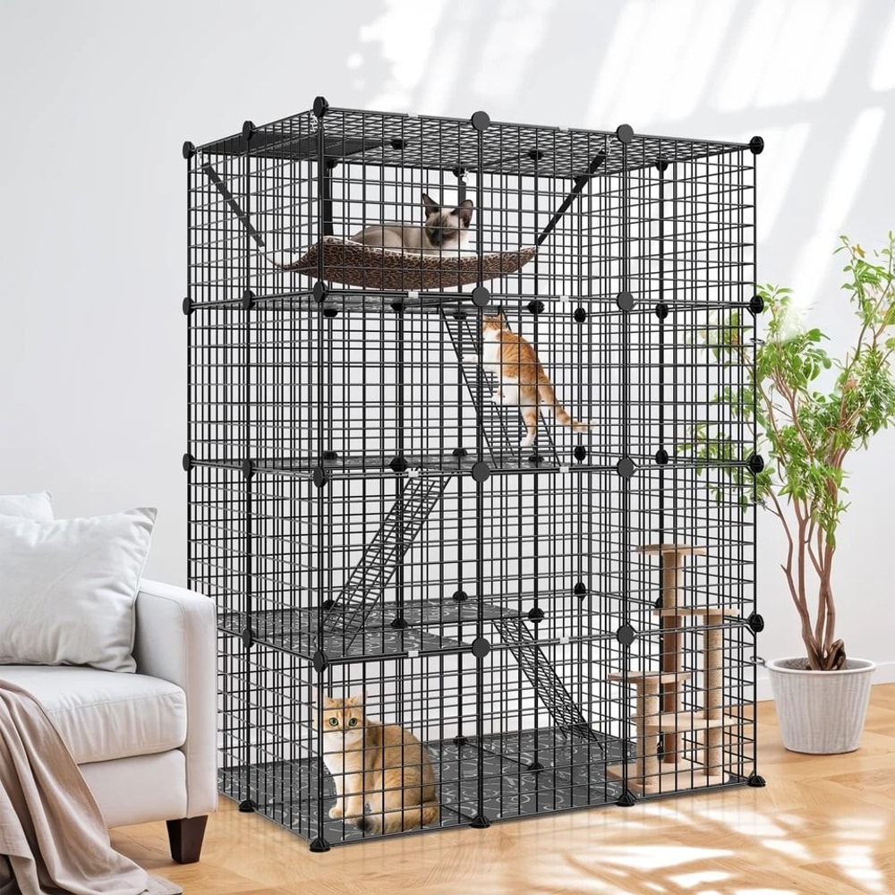 Large Wire Cat Cage Kennels Tier Cat Cage Indoor Enclosures DIY Playpen Crate Cat Enclosure For Cat 7
