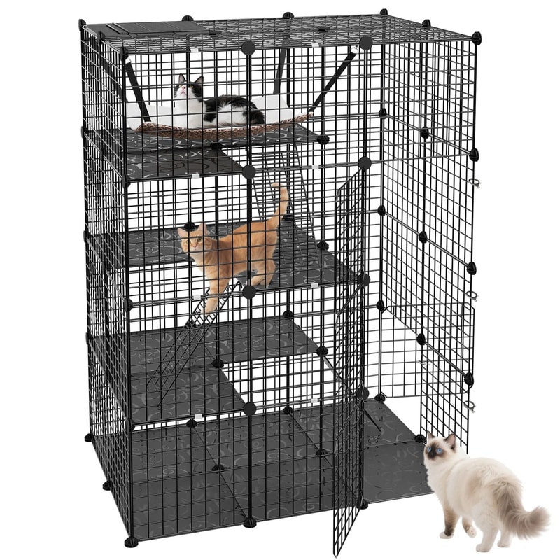 Large Wire Cat Cage Kennels Tier Cat Cage Indoor Enclosures DIY Playpen Crate Cat Enclosure For Cat 0