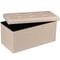 Beige Folding Storage Ottoman Leather Storage Bench For Bedroom Durable Seat Storage Solution 2