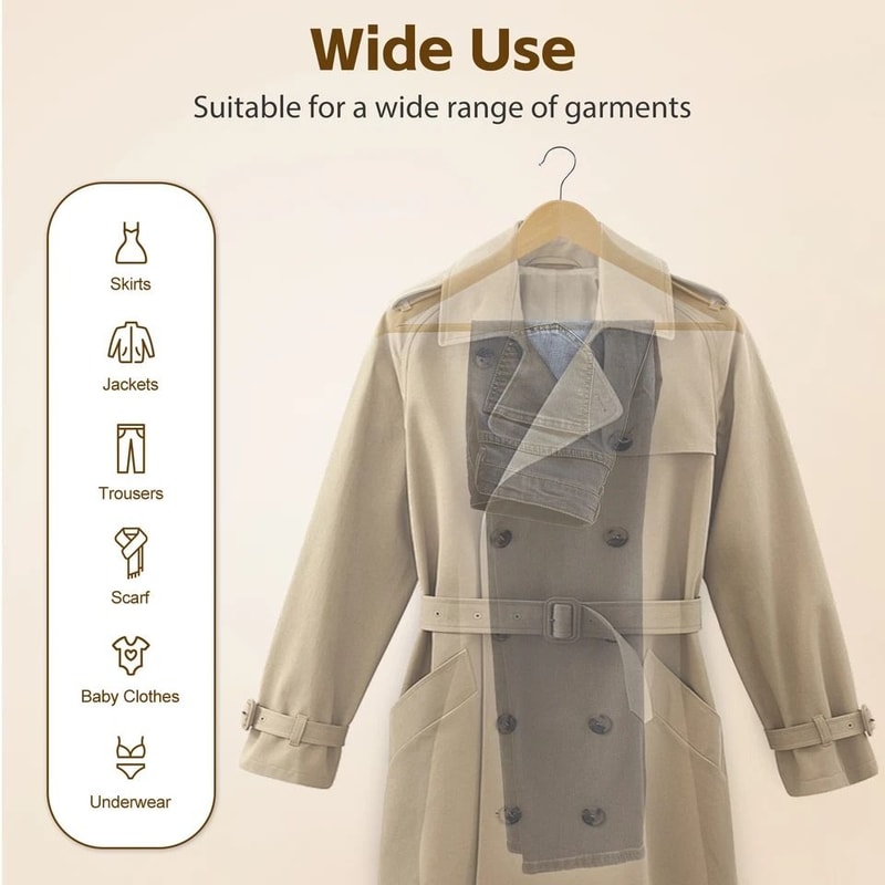 Wooden Clothes Hangers Premium NonSlip Flocked Hangers For Suit Shirt Pants Dresses 4