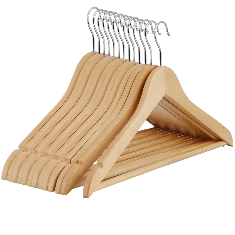 Wooden Clothes Hangers Premium NonSlip Flocked Hangers For Suit Shirt Pants Dresses 14