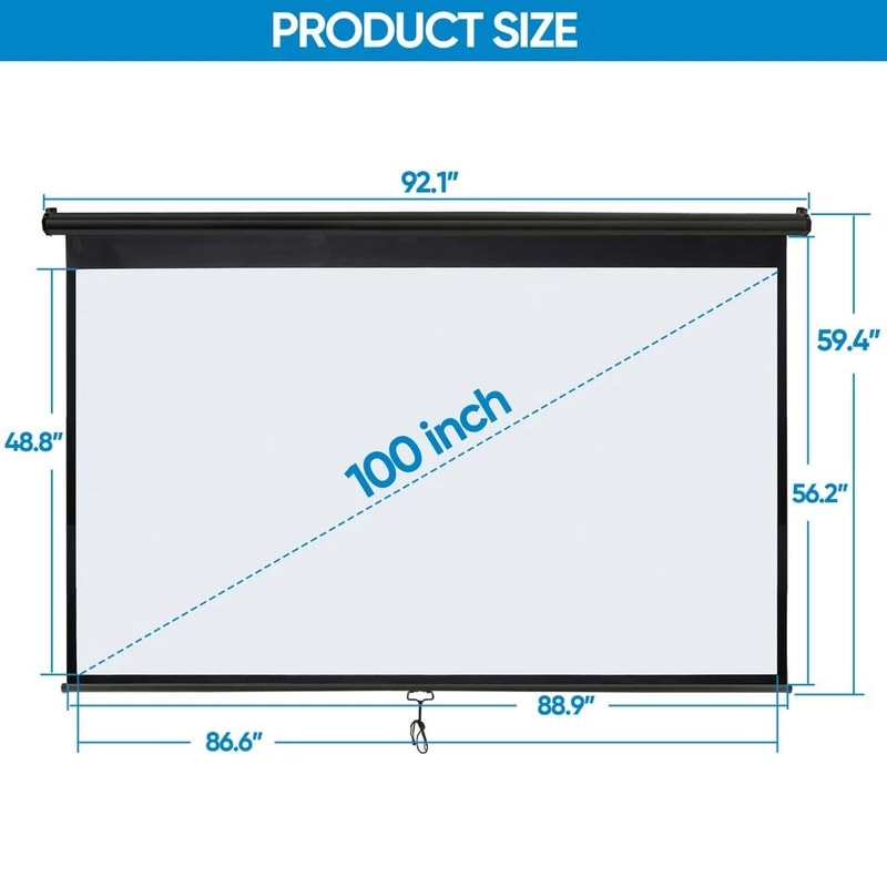 Portable Pull Down HD Projection Screen Adjustable Perfect For Home Office Indoor Outdoor Use 2